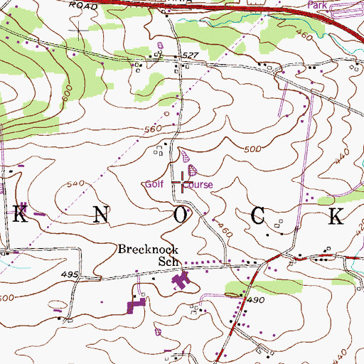 Topographic Map of Hawk Valley Public Golf Course, PA