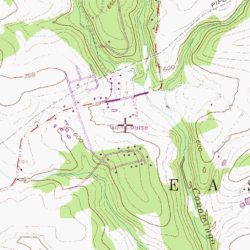 Topographic Map of Tanglewood Manor Golf Course, PA