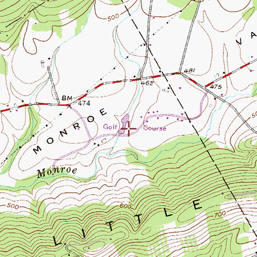 Topographic Map of Monroe Valley Golf Course, PA