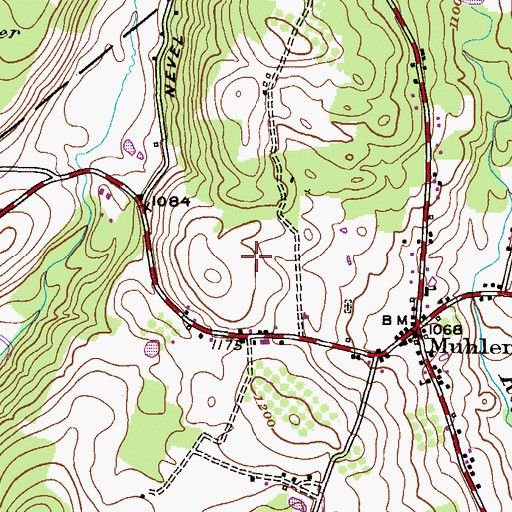 Topographic Map of Jeans Run Golf Course, PA