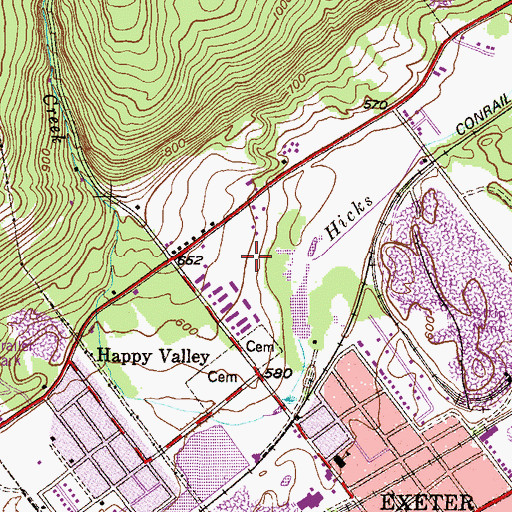 Topographic Map of Happy Valley Golf Course, PA