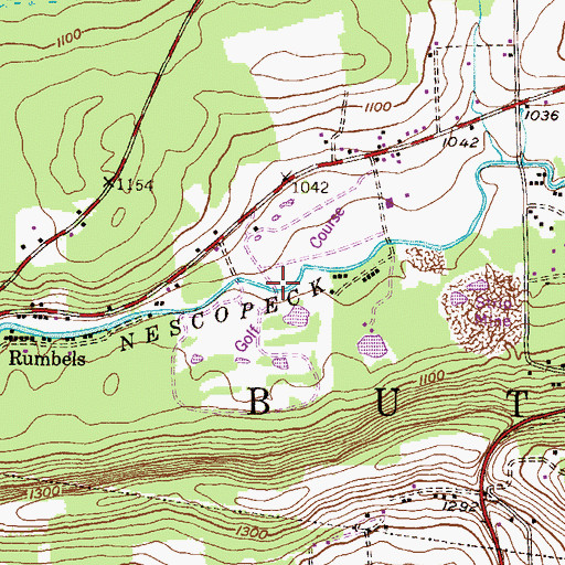 Topographic Map of Edgewood Pines Golf Course, PA
