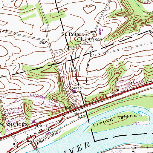 Topographic Map of Willow Run Inn Golf Course, PA