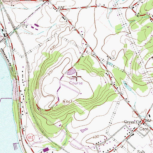 Topographic Map of Sunset Golf Course, PA