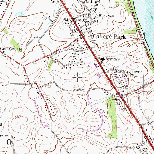 Topographic Map of Colonial Crest Golf Course, PA