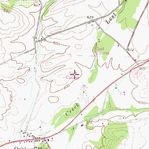 Topographic Map of Lost Creek Golf Course, PA