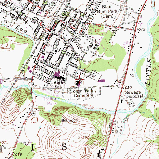 Topographic Map of Lewis M Myers Elementary School, PA
