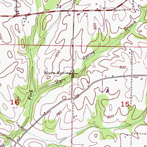 Topographic Map of Hurn Spring, AL
