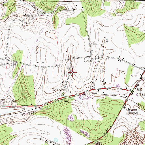 Topographic Map of Cores School (historical), PA