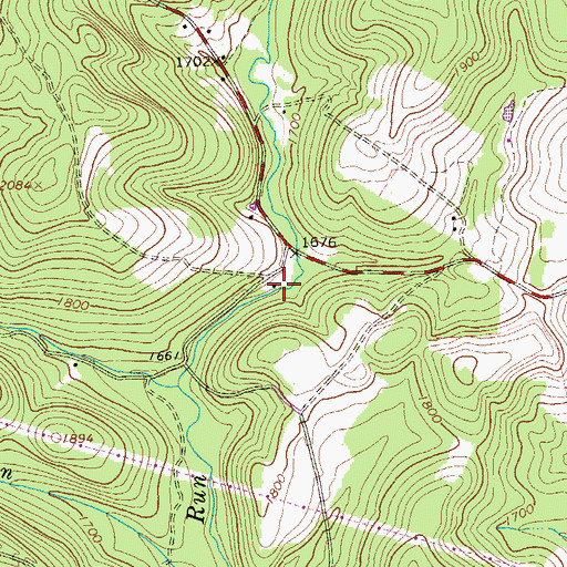 Topographic Map of Mill Run School, PA