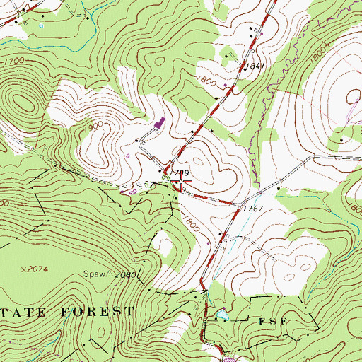 Topographic Map of Spaw School, PA