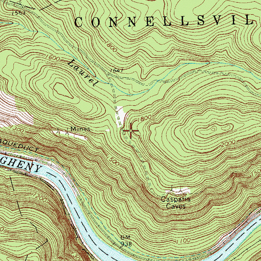 Topographic Map of Casparis, PA