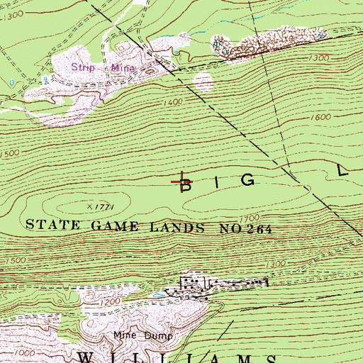 Topographic Map of Williamstown Tunnel, PA