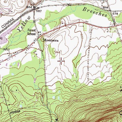 Topographic Map of Pine Plantation Trail, PA
