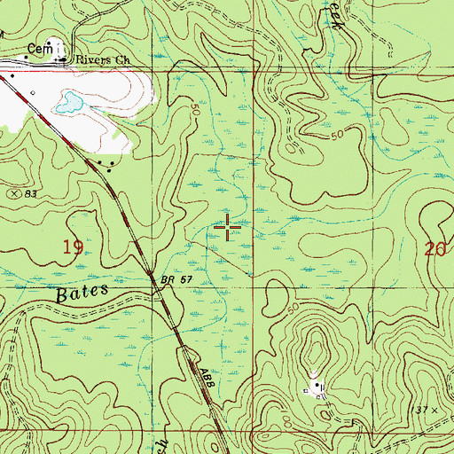 Topographic Map of Hurricane Branch, AL