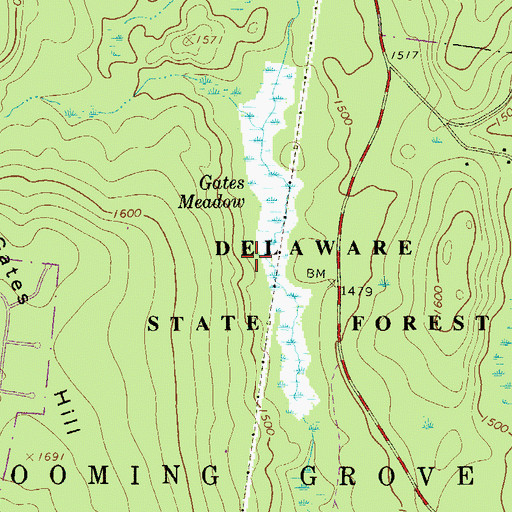Topographic Map of Blooming Grove Trail, PA