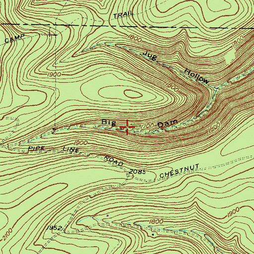 Topographic Map of Big Dam Hollow Trail, PA
