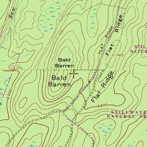 Topographic Map of Bald Barren Trail, PA