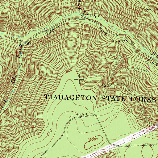 Topographic Map of Dry Run Trail, PA