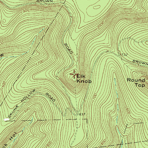 Topographic Map of Elk Knob Vista, PA