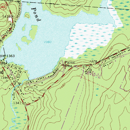 Topographic Map of Pecks Pond Picnic Area, PA