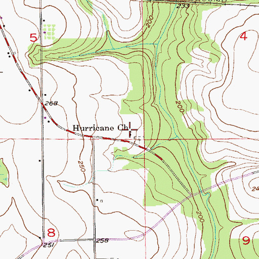Topographic Map of Hurricane Methodist Church, AL