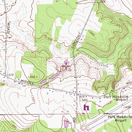 Topographic Map of Whispering Pines Golf Course, PA