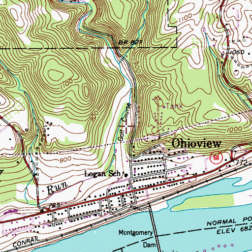 Topographic Map of Ohio View Public Golf Course, PA