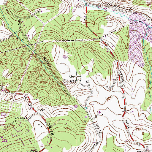 Topographic Map of Manor Golf Course, PA