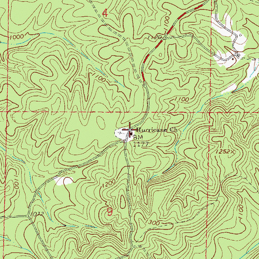 Topographic Map of Hurricane United Methodist Church, AL