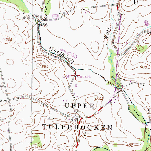 Topographic Map of Green Acres Golf Course, PA
