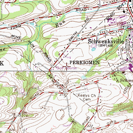 Topographic Map of Rolling Turf Golf Course, PA