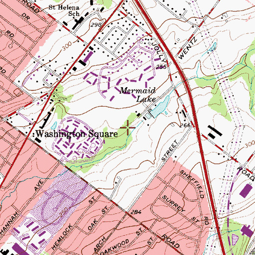 Topographic Map of Mermaid Swim and Golf Club, PA
