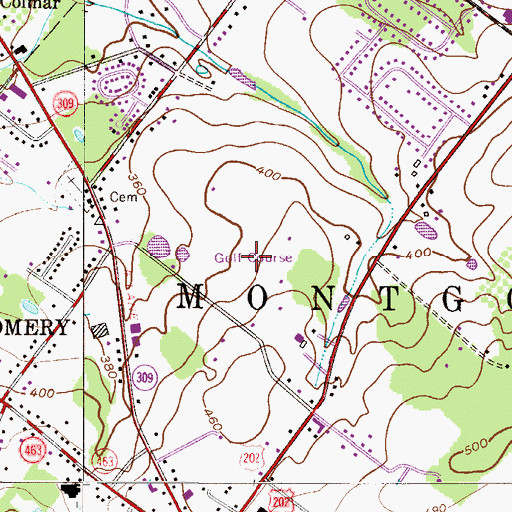 Topographic Map of Montgomeryville Golf Course, PA