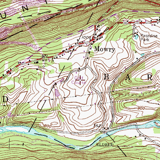 Topographic Map of Rolling Meadows Golf Course, PA