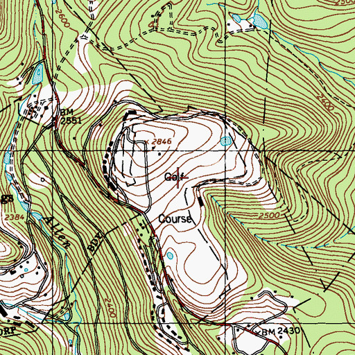 Topographic Map of Seven Springs Resort Golf Course, PA