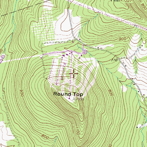 Topographic Map of Ski Roundtop Ski Area, PA