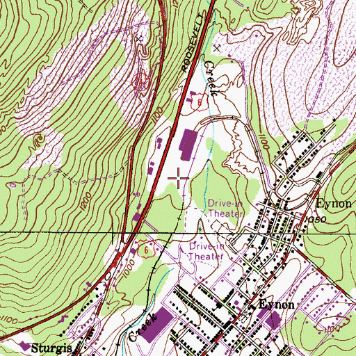 Topographic Map of Sugermans Shopping Plaza, PA