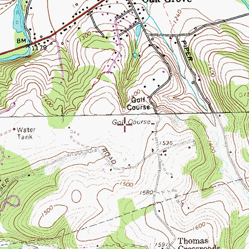 Topographic Map of Ridgeview Golf Course, PA