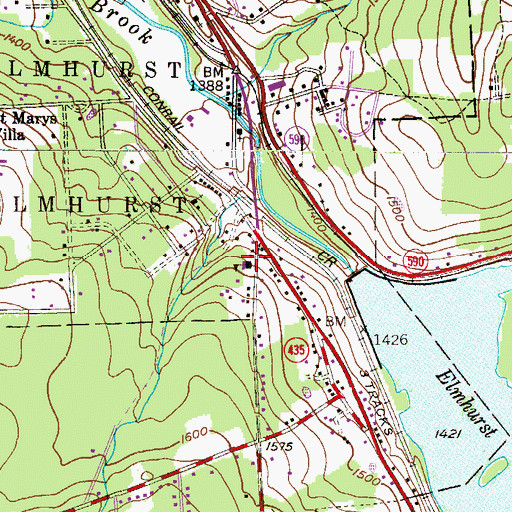 Topographic Map of Elmhurst Elementary School, PA