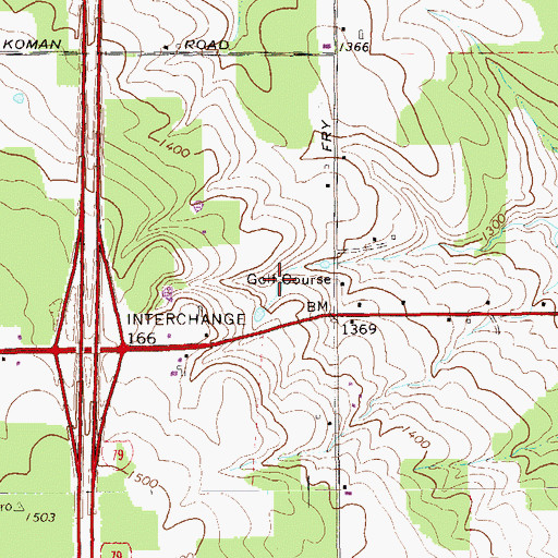 Topographic Map of Holiday Acres Golf Course, PA