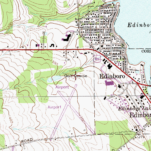 Topographic Map of Culberston Hills Golf Course, PA