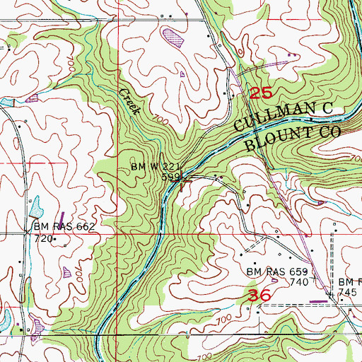 Topographic Map of Hurricane Creek, AL