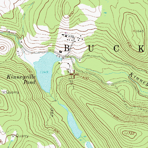 Topographic Map of Mount Tone Ski Area, PA