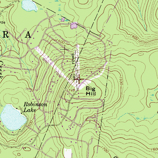 Topographic Map of Tanglewood Ski Area, PA