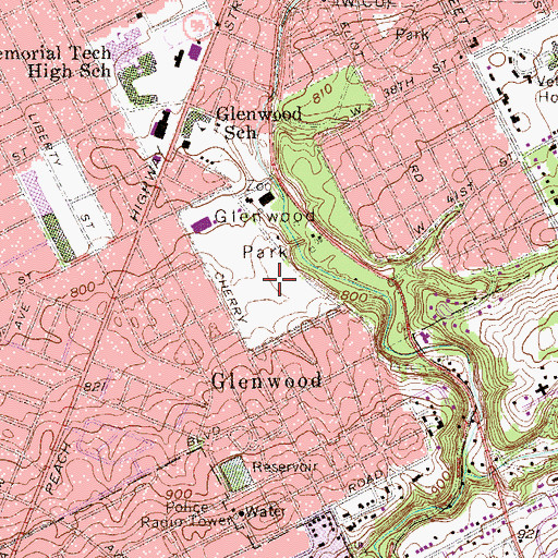 Topographic Map of Joseph Martin Golf Course, PA