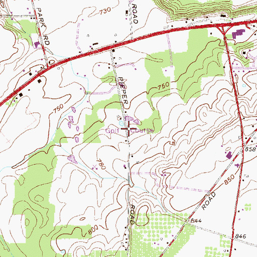 Topographic Map of Over Lake Golf Course, PA