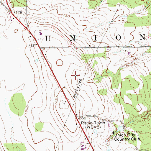 Topographic Map of Union City Golf Course, PA