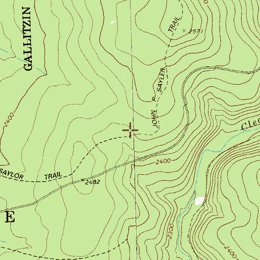 Topographic Map of Wolf Rocks Trail, PA