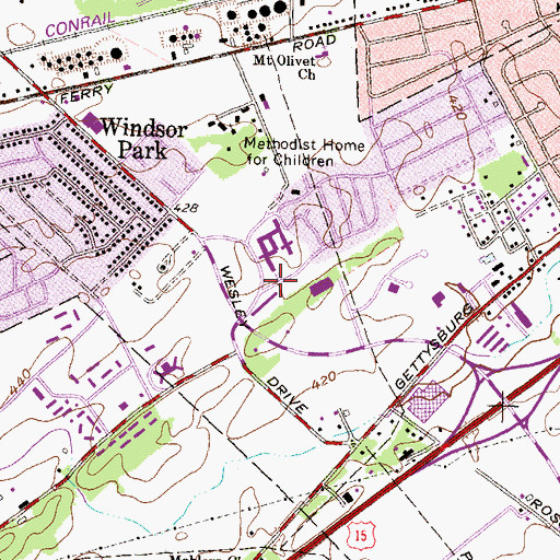 Topographic Map of Bethany Village, PA